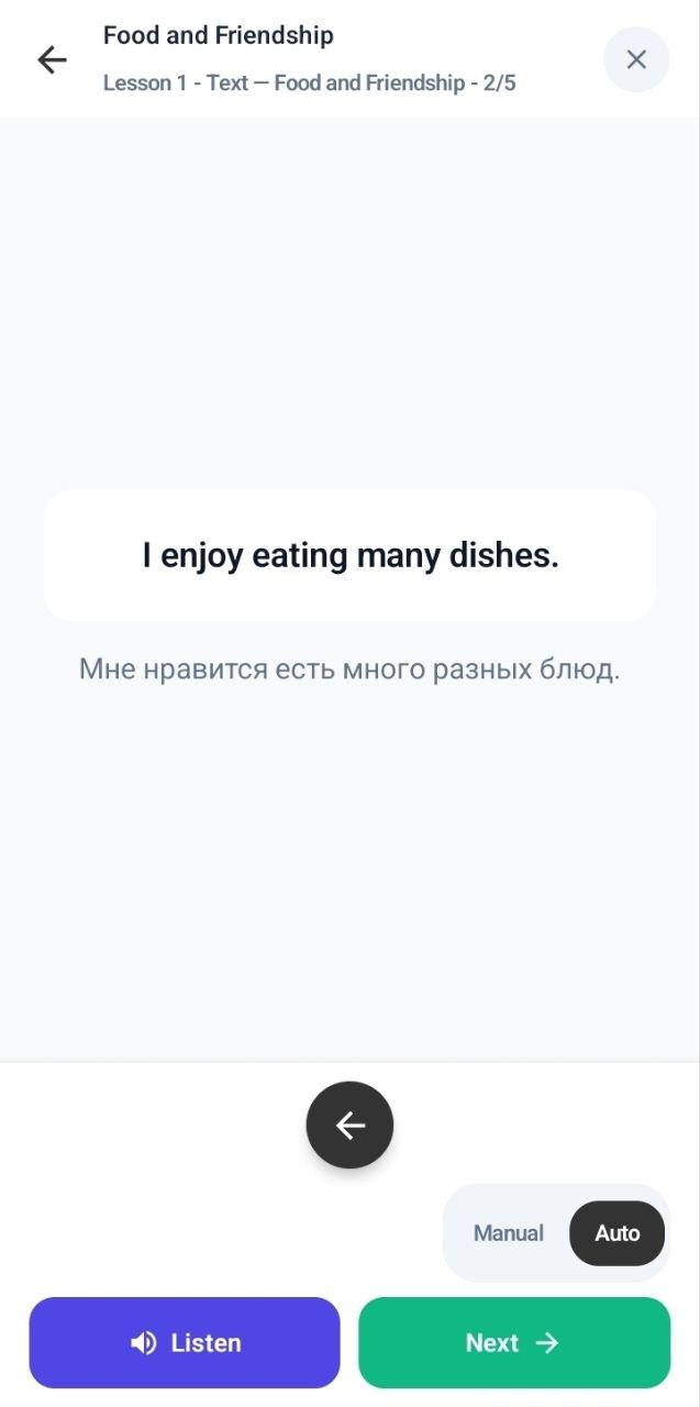 A bilingual speaking lesson in Our Power English App